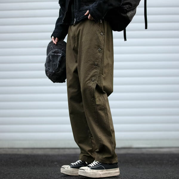 Pantalones Cargo Estructurados para Hombre con Fila de Botones Audaz