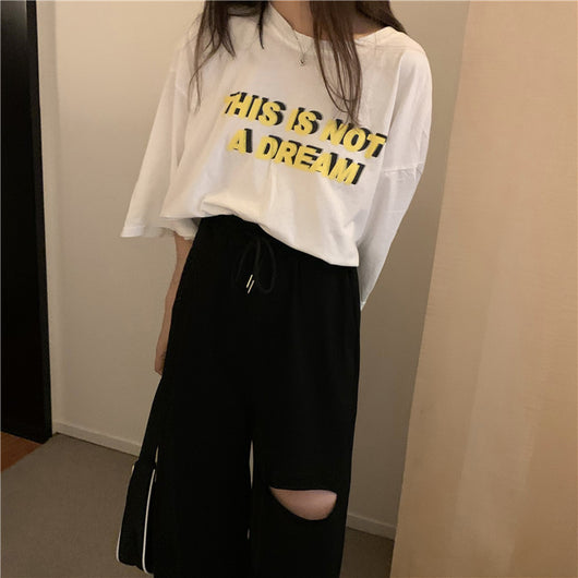 Pantalones Anchos Sueltos Desgarrados para Estudiantes - Combinan con Todo - Image 3