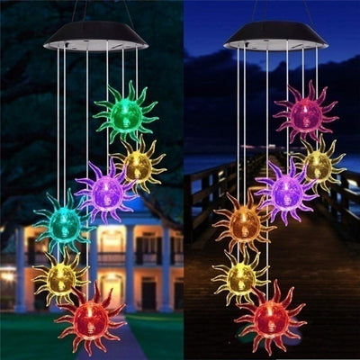 Lámpara Solar Cambia Colores con Carillón de Viento - Bola de Cristal Colibrí y Mariposa - Image 21