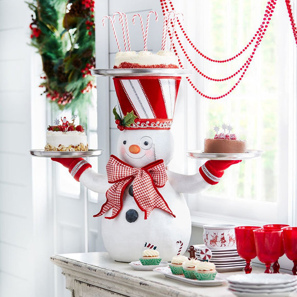 Soporte Decorativo Navideño Muñeco de Nieve para Aperitivos