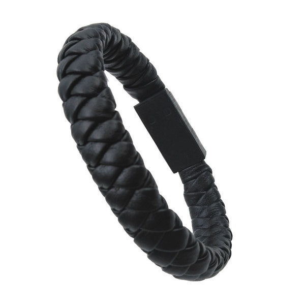 Pulsera Cable de Datos Tejida en Cuero - Diseño Creativo 2 en 1 - Image 7