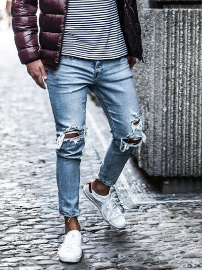 Pantalones Vaqueros Rotos Modernos para Hombre - Image 4