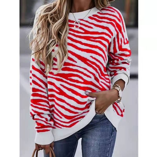 Blusa Estampada Tie-Dye a Rayas Manga Larga para Mujer