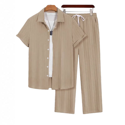 Conjunto de Pantalón y Camisa Suelta Casual para Hombre Talla Grande - Image 4