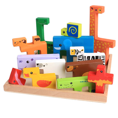 Bloques de Madera Infantiles 3D Animales - Juguetes Educativos Apilables de Madera de Haya - Image 5
