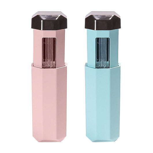 Portable UVC germicidal wand with an octagonal light blue body and a dark brown cap, featuring visible UVC bulbs. - Image 2