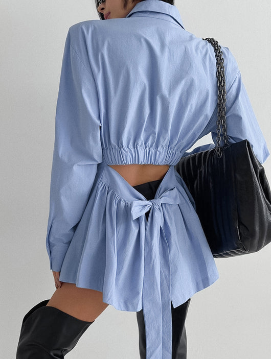 Blusa de Algodón con Cordones - Camisa Versátil de Manga Larga - Image 8