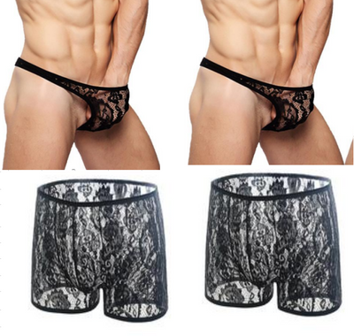 Ropa Interior Masculina de Encaje Mesh Negro - Tanga Sensual Premium - Image 3
