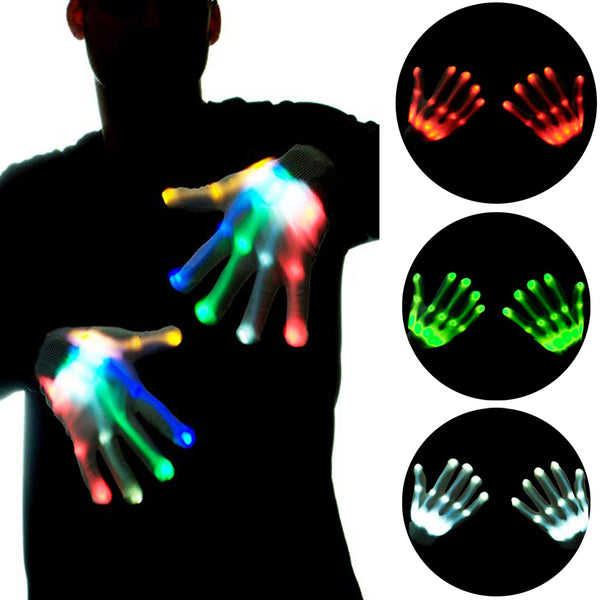 Par de Guantes Esqueleto LED Brillantes - Accesorios Chic para Halloween y Navidad