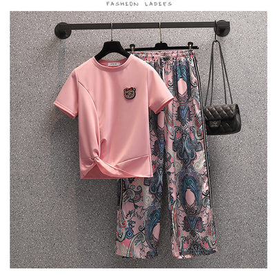 Conjunto de Dos Piezas: Blusa Ajustada y Pantalón Ancho - Image 3