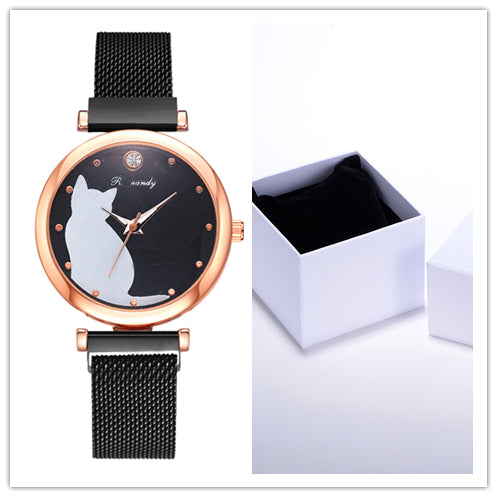 Juego de Reloj y Pulsera con Diseño de Gato para Mujer - Image 7