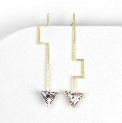 Aretes de Plata 925 con Circonia Cúbica - Diseño Asimétrico Minimalista Hecho a Mano - Image 3