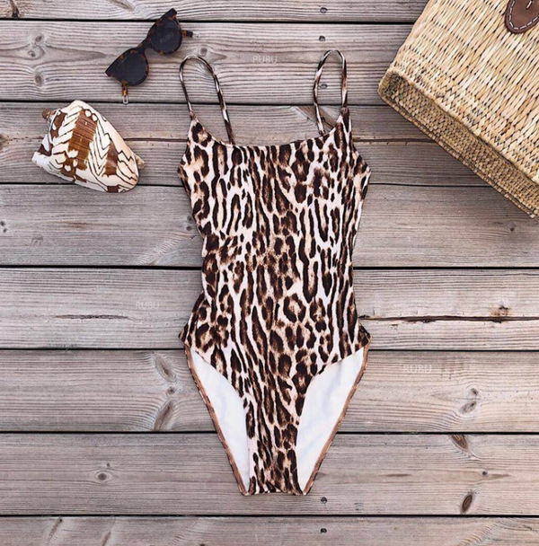 Traje de Baño Estampado Leopardo Siamés
