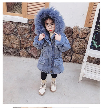 Chaqueta de Niña Denim con Forro de Terciopelo para Otoño e Invierno - Image 16