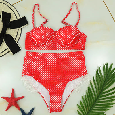Bikini Talle Alto con Encaje, Lunares y Cierre Underwire - Image 9