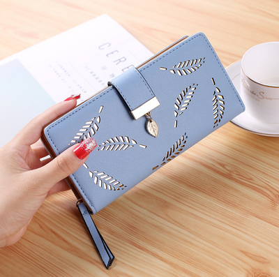 Cartera Larga para Mujer con Diseño de Hojas Doradas - Billetera y Portatarjetas - Image 6