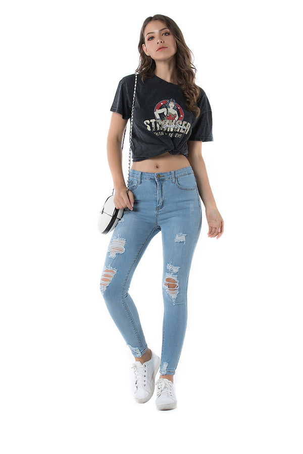Jeans Rotos Vintage con Efecto Desgastado