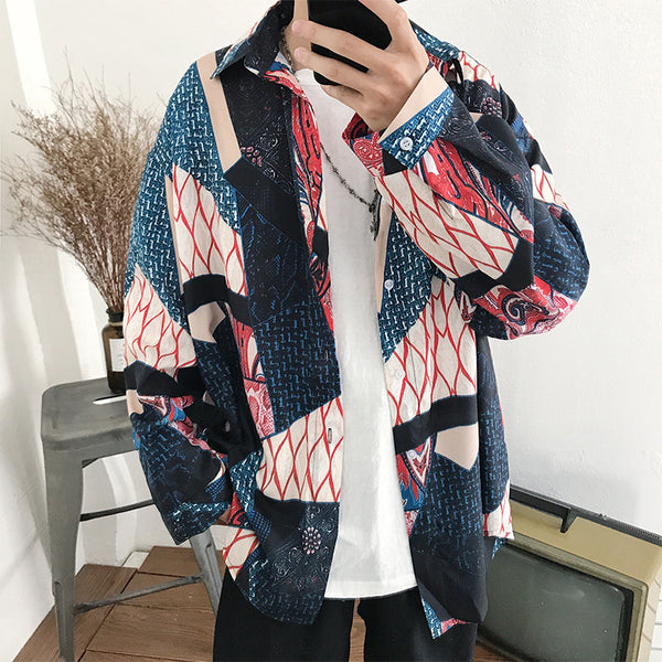 Camisa Casual de Manga Larga con Estampado Floral para Hombre