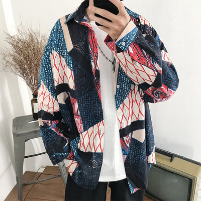 Camisa Casual de Manga Larga con Estampado Floral para Hombre