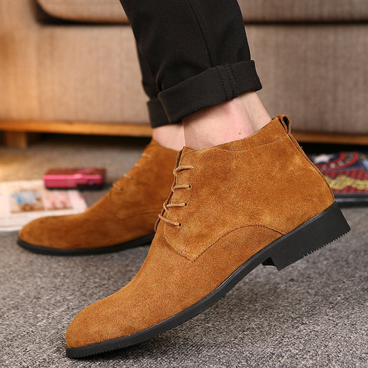 Zapatos Casuales Puntiagudos Tipo Bota con Cordones para Hombre