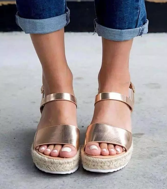 Sandalias de Tacón con Suela de Cáñamo