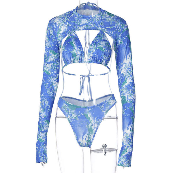 Traje de Baño de Tres Piezas con Encaje y Ajuste Frontal - Image 6