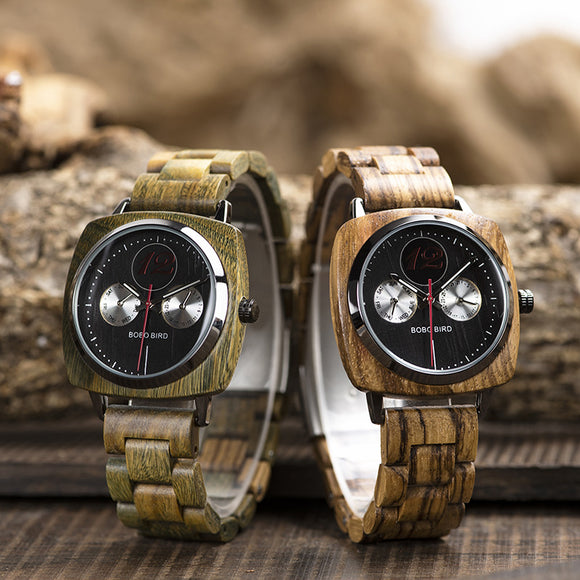 Reloj de Madera Cuadrado para Hombre - Estilo Casual y Artesanal