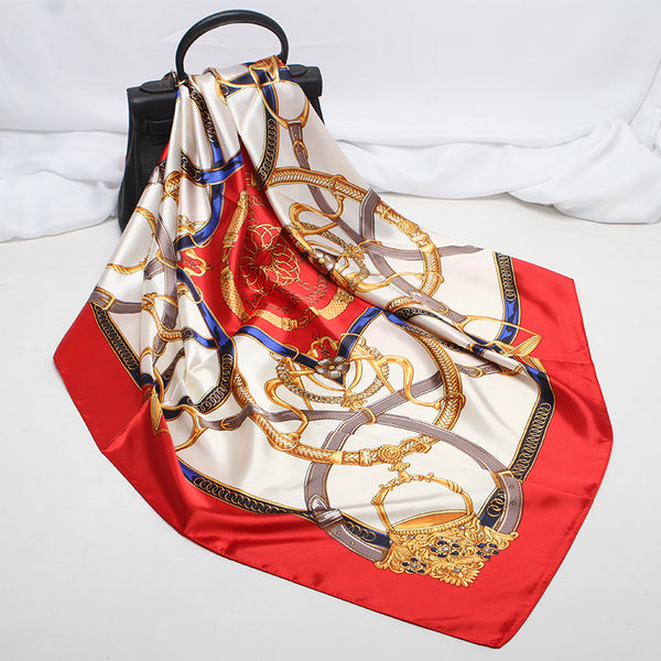 Pañuelo de Seda Sintética para Mujer con Estampado Clásico