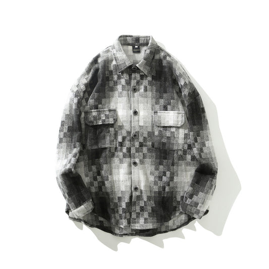 Camisa Cuadros Hombre Suelta Estilo Coreano