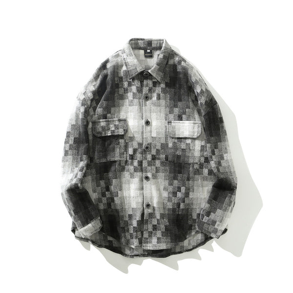 Camisa Cuadros Hombre Suelta Estilo Coreano