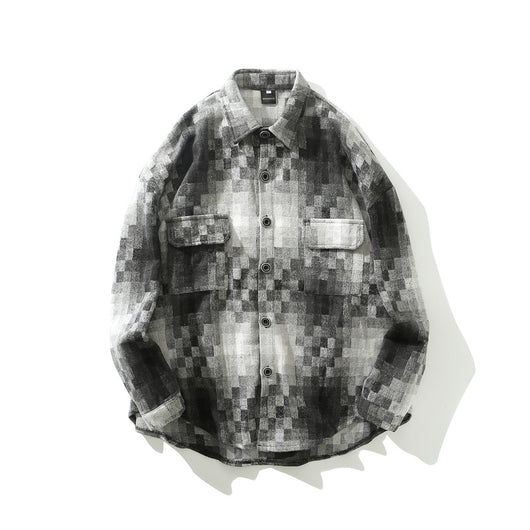 Camisa Cuadros Hombre Suelta Estilo Coreano