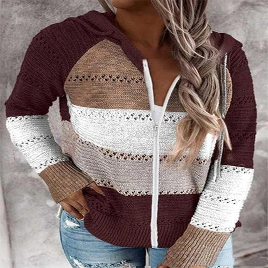 Suéter Hoodie Rayado con Paneles y Cierre - Image 13