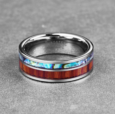 Anillo de Tungsteno Carburo 8MM con Incrustación de Madera Natural para Hombre - Image 4