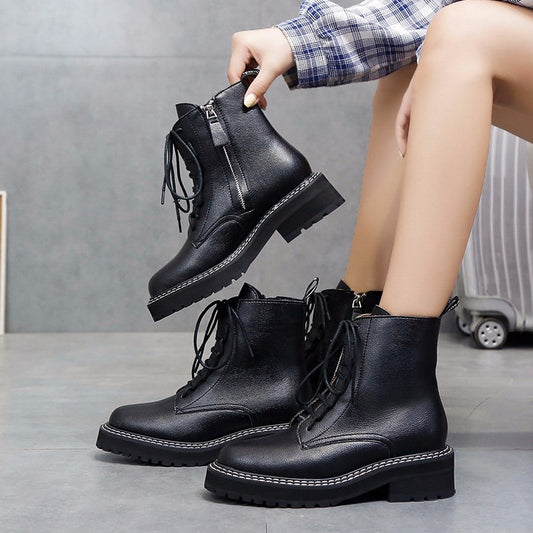 Botas Martin Plataforma para Mujer - Estilo Motociclista Robusto
