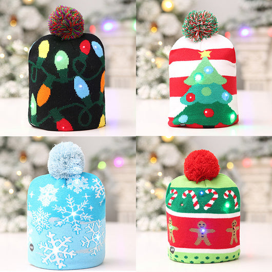Gorro Navideño LED Tejido con Luces Integradas