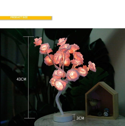 Lámpara LED Flor de Rosa con Árbol Bonsái - Luz Nocturna USB Recargable para Decoración - Image 5