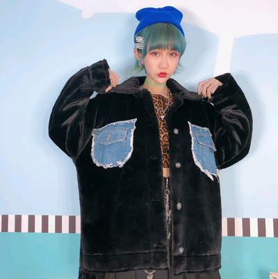 Cardigan Casual de Invierno para Mujer con Detalles de Piel y Solapa Denim - Image 7
