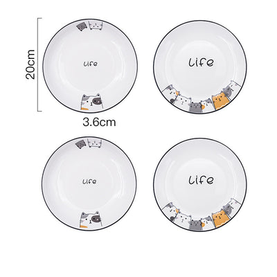 Plato Hondo de Cerámica con Diseño de Gato para Verduras - Image 33