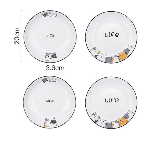 Plato Hondo de Cerámica con Diseño de Gato para Verduras - Image 33