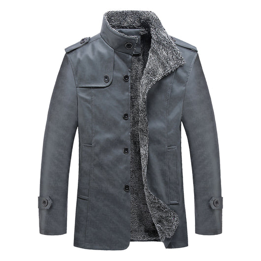 Chaqueta de Cuero Slim Fit Coreana para Hombre con Forro de Piel Gruesa - Image 3