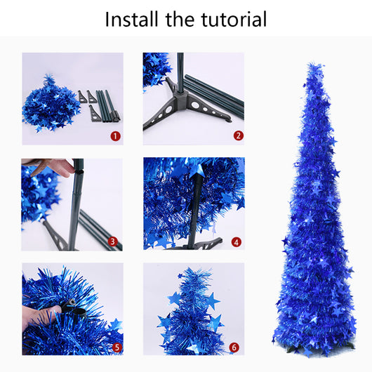 Árbol de Navidad Artificial Plateado Plegable con Soporte - Image 3