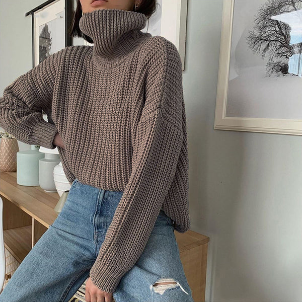 Suéter de Cuello Alto Manga Larga para Mujer