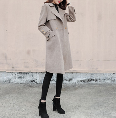 Abrigo de Lana Estilo Hepburn Largo Medio para Mujer - Image 2