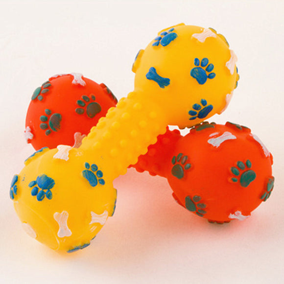 Brinquedo Mordedor para Cães com Som - Haltere de Silicone 13cm