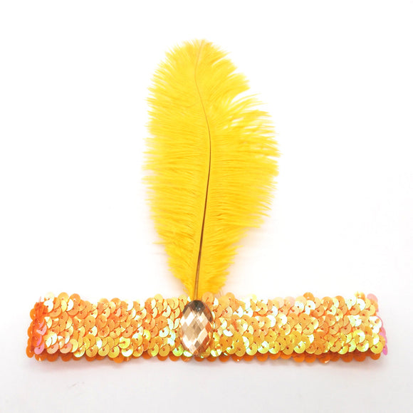 Diadema de Plumas de Avestruz con Diamantes y Lentejuelas