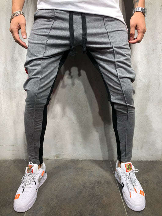 Pantalones Deportivos Hip Hop con Bloques de Color y Costuras Contrastantes para Hombre - Image 3