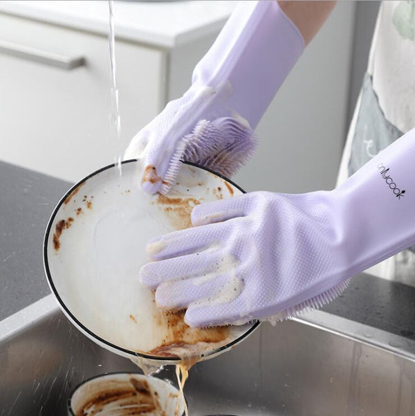 Guantes de Silicona Gruesa para Lavar Platos