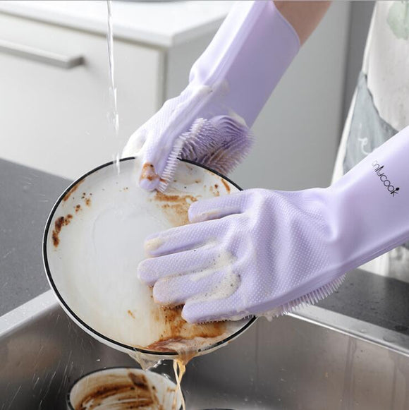 Guantes de Silicona Gruesa para Lavar Platos