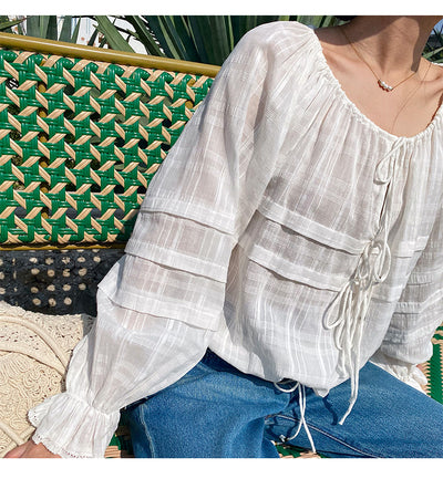 Blusa Francesa Blanca de Manga Larga para Mujer - Image 19