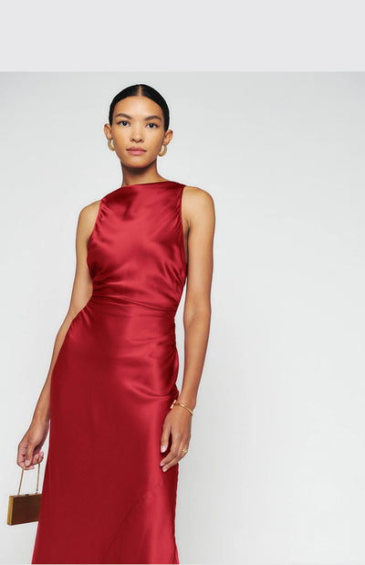 Vestido Acetato Backless Cintura Francesa Ajustado - Image 12